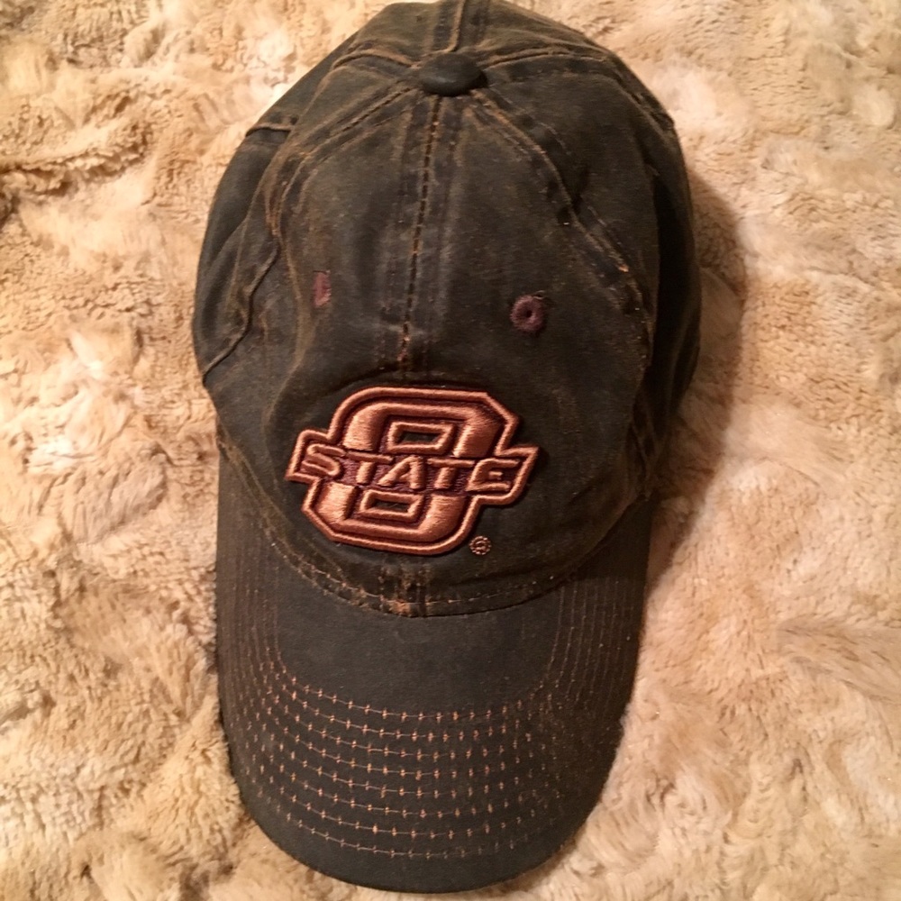 Oklahoma State University Black Distressed Cap